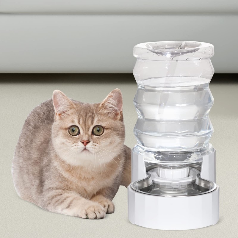 RIZZARI Pet Water Bowl Dispenser: 4L Automatic Stainless Steel Gravity