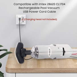 CASIMY DC Vacuum Charging USB Cable Compatible with Intex 28620 28620E 28620EP CL1704 12269 Handheld Cleaning above Ground Swimming SPA Pool Rechargeable Vacuum Cleaner 2-Prong 2 PIN Power Cord