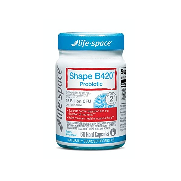 Life-Space Shape B420™ Probiotics, Clinically Studied Strains, Supplement for Women and Men, Supports Digestive Health and Metabolic Rate, 2-Month Serving - 60 Vegetarian Capsules