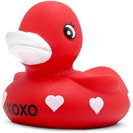 4E's Novelty 3" Valentines Rubber Duck - Large Red XOXO Sweetheart Ducky for Romantic Decoration, Jeep Ducking, Bath Toy, Cake Topper