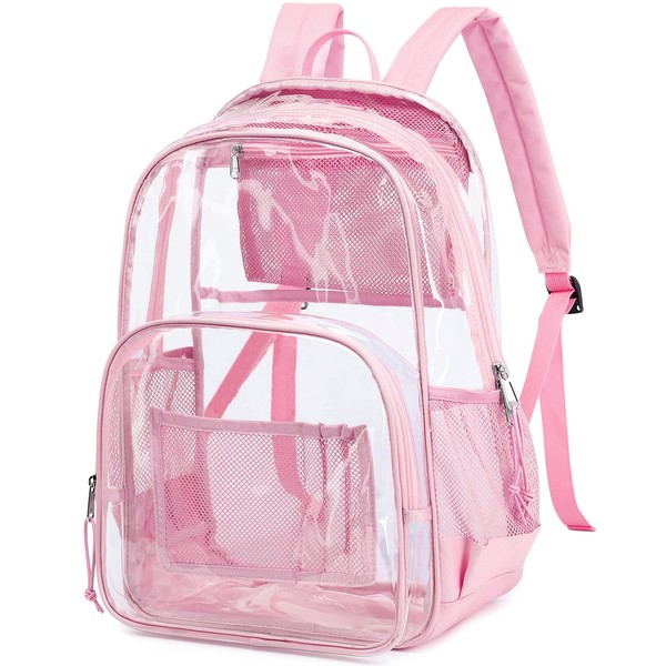 MIRLEWAIY Clear Backpack See Through Book Bag Heavy Duty School