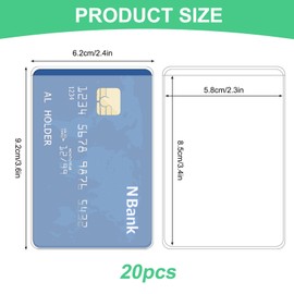 20PCS Clear PVC Credit Card Sleeves – Waterproof Protective Card Holders for Medicare, Social Security, Business Cards, Driver's License & ID