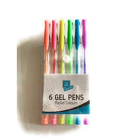Assorted Pastel Plastic Gel Pens, 6 Pack (15 cm) - Durable & VIbrant Design, Perfect for Home, School, or Office Use