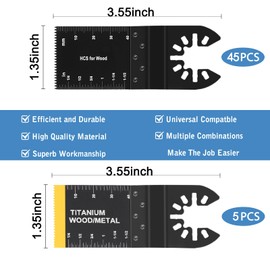 AIFICUT 50pcs Wood Plastics Metal Multitool Blades Titanium oscillating Saw Blades Quick Release Fit Dewalt Tools Bosch Porter Cable Black & Decker Rockwell Ryobi Milwaukee Chicago Craftsman Makita…