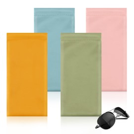 JSMTKJ 4 Fundas para Gafas de Cuero PU Suave, Estuche Impermeable para Gafas de Sol, Protector Antigolpes con Diseño Compacto, Funda Protectora Reutilizable para Hombre y Mujer, beige, 1