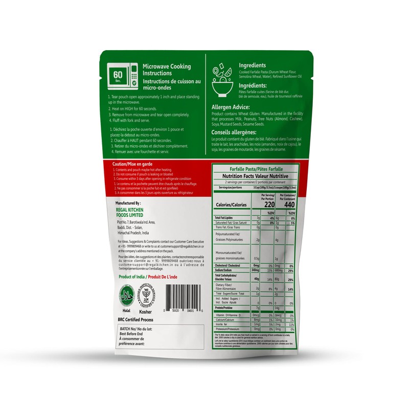 Pasta Zing Farfalle Pasta | Ready To Eat Plain Pasta
