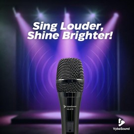 VybeSound VS-213 Professional Dynamic Vocal Microphone – 13ft XLR Cable, On/Off Switch, for Speakers, Karaoke, Podcasting, Amps & Mixers, Black