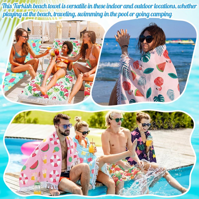 Peryiter 20 Pcs Large Flamingos Turkish Beach Towel 27.6"x55" Microfiber