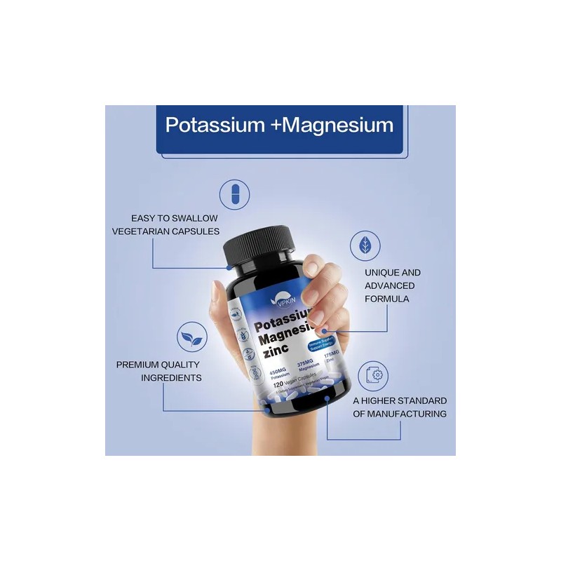 Potasio + Magnesio + Zinc Con 120capsulas Vpkin Hecho En