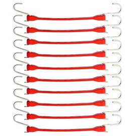 Boxer 15” Red Color Rubber Bungee Cords 10 Pack – Heavy Duty 100% EPDM Bungee Straps with S Hooks – Wider & Stronger, Water Proof, UV Stable