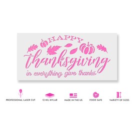 Happy Thanksgiving Give Thanks Stencil - Holiday Stencil, Perfect for Creating Festive Thanksgiving Decor, Autumn Stencil