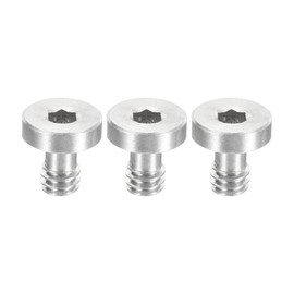 PATIKIL 1/4"-20 Thread 13mm Length Camera Quick Release Screw Tripod Screw, 3 Pack Stainless Steel Hex Slot Screws for DSLR Camera Rig Accessories, Silver
