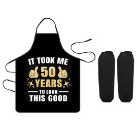 PMELCXD Exclusive Birthday Gifts – 50 Years Apron and Gloves Set – 'Gifts for Birthday Man', for 50-Year-Old Men and Women, Cooking Lovers and Chefs
