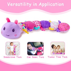 Baby Toy 0-6 Months,Baby Musical Stuffed Animal Soft Toy with Multi-Sensory Crinkle, Rattle & Textures,Baby Girl Toy for 6-12 Months Birthday Gift(Caterpillar)
