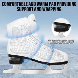 WELLWON Figure Skate for Women and Mens, Classic Design High-Top PU Leather Ice Skates for Outdoor and Indoor, Figureskates for Beginner