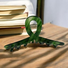 IMT-LLC Green Plastic Hair Claw Clip, Fairy Wings, Butterfly, Geometric Hollowing Hair Claw High Grade Acetic Acid Shark Clip For Woman Girls (Green 2)