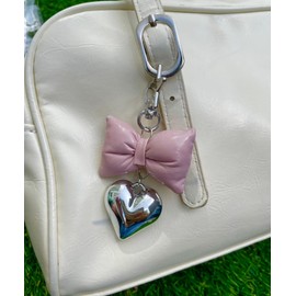 Wigo Women's Cushion, Ribbon, Heart, Keychain, Accessory, Strap, Cute, Present, Gift, Pink