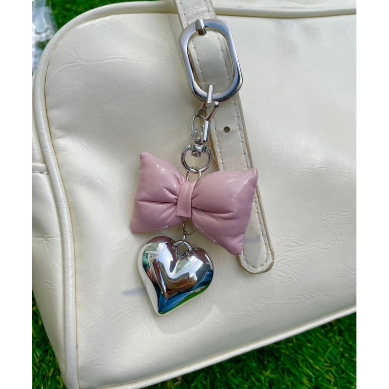 Wigo Women's Cushion, Ribbon, Heart, Keychain, Accessory, Strap, Cute, Present,