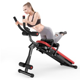 Bigzzia Adjustable Ab Exercise Bench, 12.6kg, Full Body Exercise Equipment with LCD Monitor, 330lbs Capacity, Flat Adjustment, Polyurethane Foam, Alloy Steel Frame, Foldable for Storage