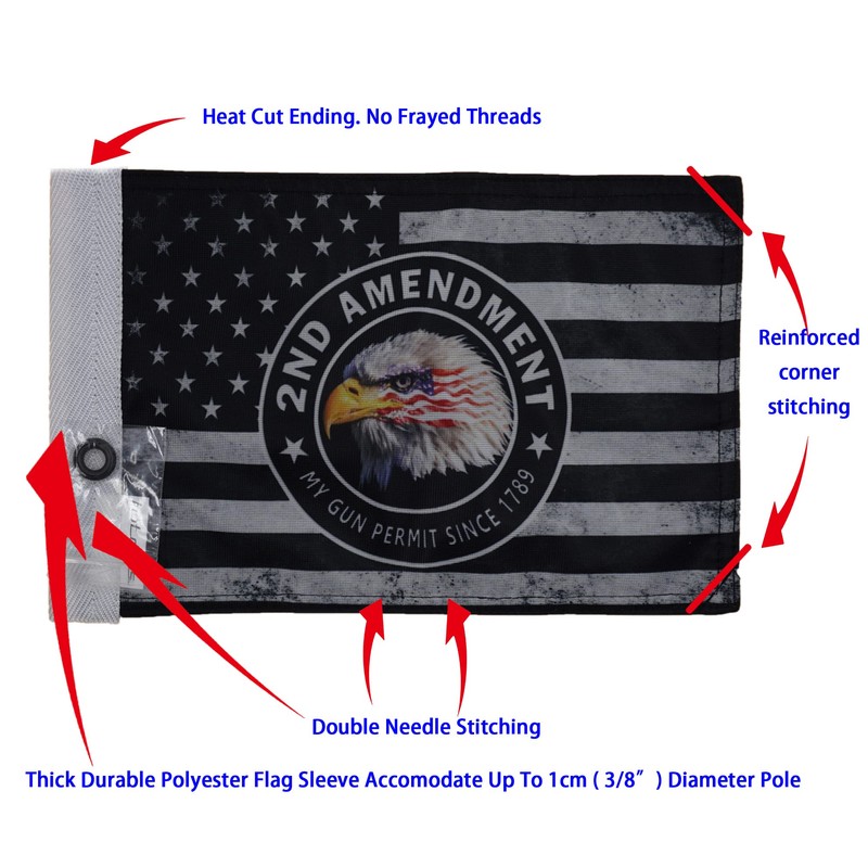 Hot Rides Durable Motorcycle Flag 2nd Amendment #2 My Gun