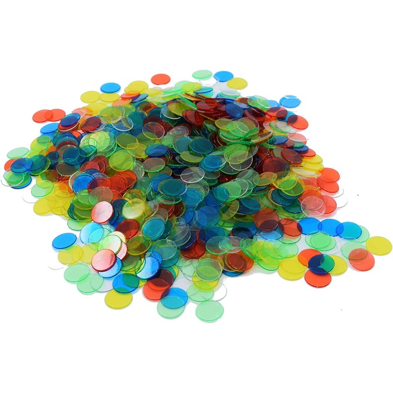 Regal Bingo Plastic Bingo Chips 1000 Pcs - Clear Transparent