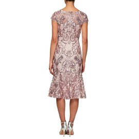 Alex Evenings Women's Tea Length Embroidered Cocktail Godets, Wedding Guest, Party Dress (Petite and Regular Sizes), Blossom, 12