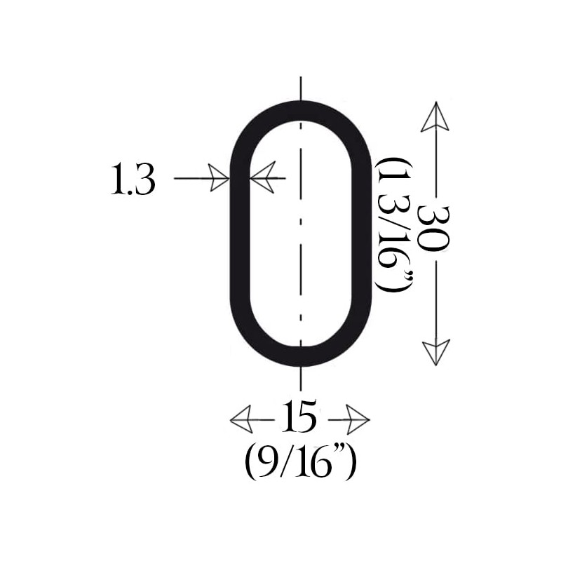 Elef 48" Polished Chrome Closet Rod Oval with End Supports