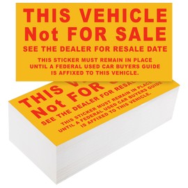 Sayglossy 200 Pcs Car Dealership Supplies This Vehicle Not for Sale Stickers Car Dealer Yellow and Red Lettering Decal Adhesive Compliance Sticker for Vehicle Window, 6 x 3 Inches