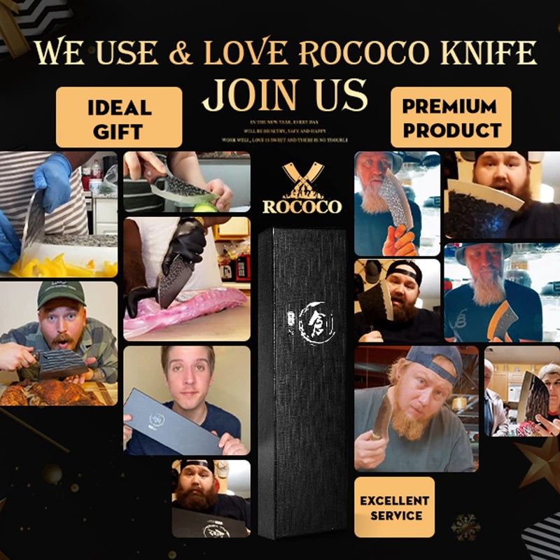 ROCOCO 2lb Dragon Butcher Knife Heavey Duty Cleaver Knife for