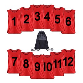 MCLAOSI Number Print Team Practice Vests Pinnies Jerseys For Kids Youth Sports Basketball, Football, Soccer 6-12 Packs