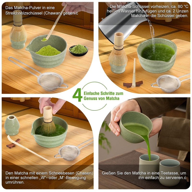 Matcha Set, Includes Matcha Bowl, Matcha Bamboo Tea Whisk, Whisk