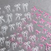 IDDFEVE Bow Nail Art Stickers - White Pink Bow Self-Adhesive