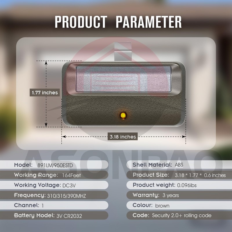 3 for 891LM 950ESTD Liftmaster Chamberlain Garage Door Opener Remote(Yellow