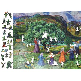 Wooden Puzzle for Adults - Uniquely Shaped Pieces - Made in The USA by FoxSmartBox - 420 Pieces - Summer and Playing Children