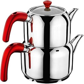 Hascevher 18/10 Stainless Steel Turkish Teapot Team Induction Compatible (2.5 Liter)