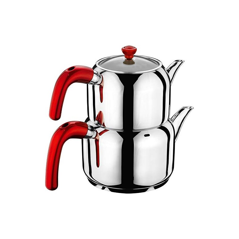 Hascevher 18/10 Stainless Steel Turkish Teapot Team Induction Compatible (2.5