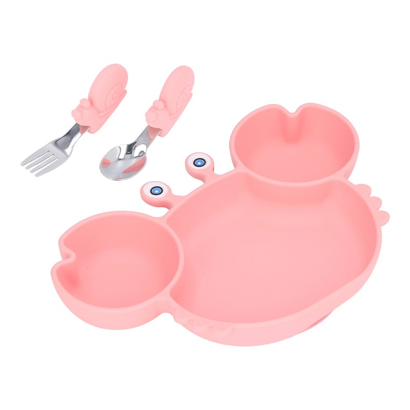 3pcs Toddler Divided Plate Set Silicone Baby Suction Plate Anti