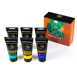 Acrylic Paint Set,Artist Paint 6 Colors(75ml,2.54oz) Heavy Body Acrylic Paints,PENTRISTA Art Craft Supplies for Canvas Fabric Christmas Decorations,Outdoor Acrylic Paint for Adults Hobby Painters