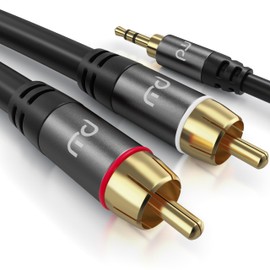 CSL - 5 m RCA Cable Stereo 3.5 mm Jack to 2 x RCA - AUX Input Audio 3.5 mm Jack Plug to 2 x RCA Male - Metal Housing Gold-Plated Audio Cable Double Shielded