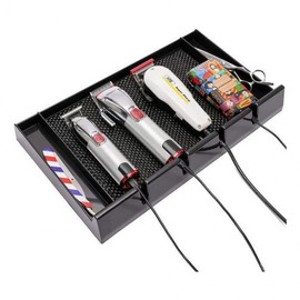 Barber Shop Hair Clipper and Scissor Organizer Tray Black
