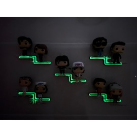 YODAR 5 Pack Clear Acrylic Organizers Shelves for Funko Pop Figures, Invisible Riser Display Shelf for Wall Storage Decor, Floating Display Ledge for Figures Stand Collection, Shining at Night