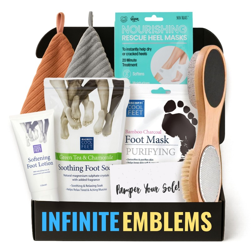 Foot Care Kit with Towels, Scrub, Heel Mask, Lotion, Soak