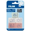 Milan BMM9222 - Pack of 5 rubber flexible rubber erasers,