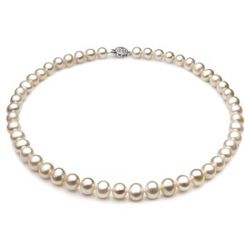 Single White 7-8mm A Quality Freshwater 925 Sterling Silver Cultured Pearl Necklace For Women-18 in Princess length