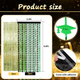 Graduation Party Decorations 2025 -Black and Green Double Layer Foil Fringe Curtains with Grad Cap Design, 6.6x6.6Ft Photo Backdrop for Class of 2025, Congrats Grad Supplies (4 Pack) (GreenBlack)