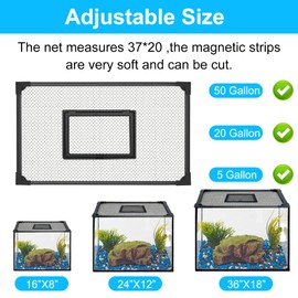Fish Tank Lid Magnetic Fish Tank Lid Aquarium Net Cover with Feeding Window 5-50 Gallon Aquarium Lid Anti-Jumping Net for Fish 11.8 FT DIY Magnetic Fish Tank Cover Aquarium Cover