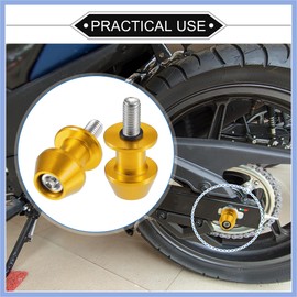 PARSLUCK 1 Pair Swingarm Spools, 8mm M8x1.25 CNC Swing Arm Spools Sliders Stand Universal for Motorcycle Durable Aluminum Gold Tone Stable