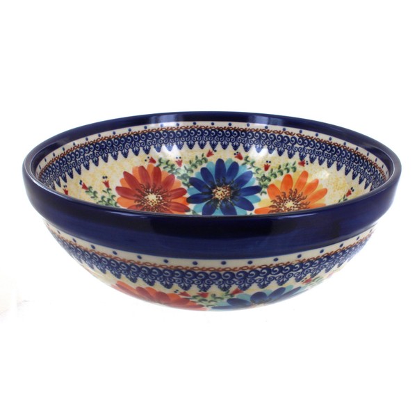 Blue Rose Polish Pottery Autumn Burst Medium Serving Bowl