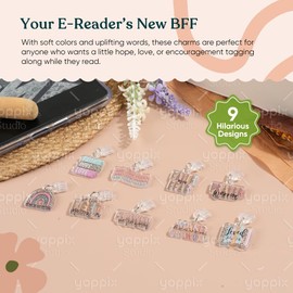 YOPPIX 9PCS Charms for E-Reader, About Faith Theme Dust Plug Charm Compatible with Type C Charging Port, Gift for Book Lover Readers Men Women Teachers Students, Accessories for E-Reader