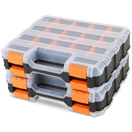 weyleity Small Parts Organizer | Storage Case Tools Box Organizer 34-Compartments Double Side Organizer Box with Removable Dividers for Small Hardware, Screws, Bolts, Nuts, Nails, Beads, Jewelry (2)
